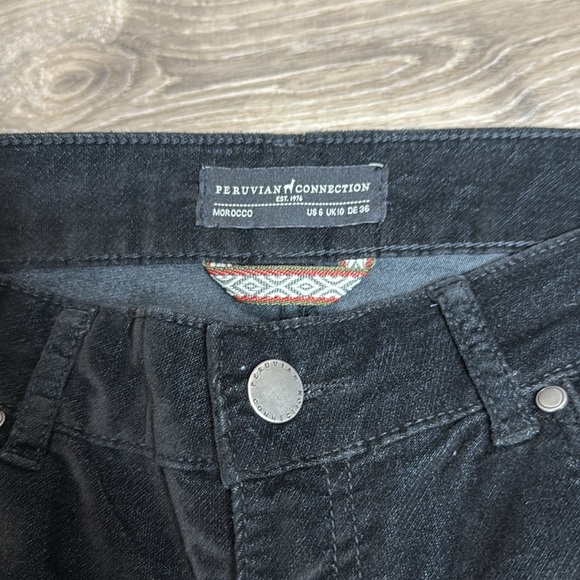 Peruvian Connection Zoe Velveteen Mid-Rise Skinny Jeans in Black Sz 6 - Picture 5 of 13